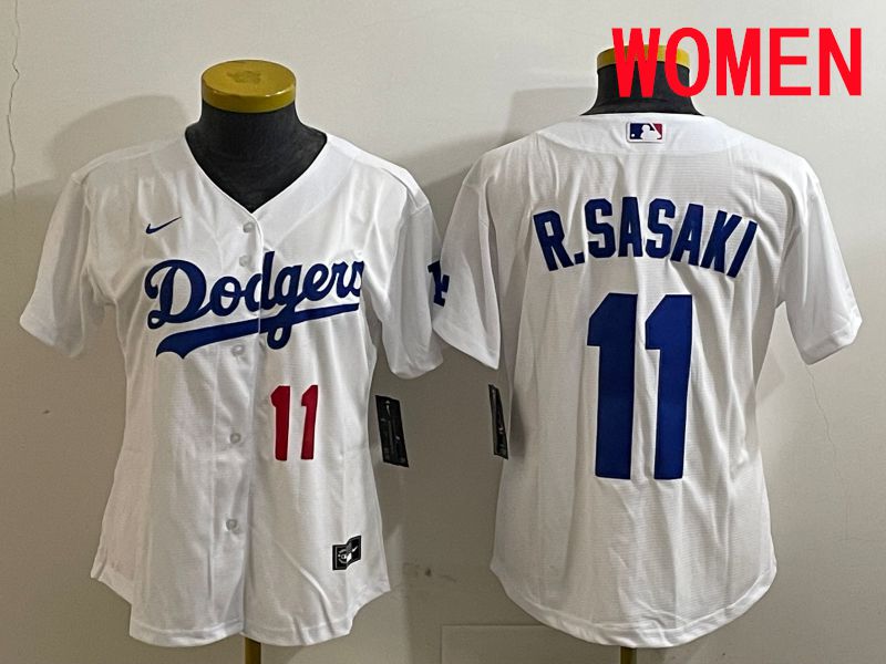 Women Los Angeles Dodgers 11 R.Sasaki White Game 2025 Nike MLB Jersey style 3